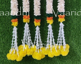 4ft SolaWood Lilly Flower Garlands Corkwood Sampangi Strings Indian Decoration South Indian Stage Decoration Wedding Puja Decor Haldi decor