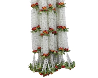 Jasmine Garlands 5ft long With  for  wedding/ceremonies decoration,Temple Decoration,Stage  Backdrop Decoration