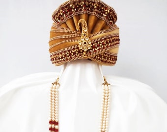 Bridegroom  Turban/Safa Set Includes one Long Necklace & Kalangi for Indian Wedding   (Free size)