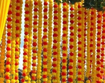 9 ft Haldi Set Marigold Flower Garlands  for  wedding decoration Haldi Decor decor teej decor Tent decor