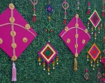 Kite Hangings With Tassel For Wedding Decoration Mehndi  Sangeet  Home  Shaadi Haldi Decor Rajasthani Kites  decor Handicrafts
