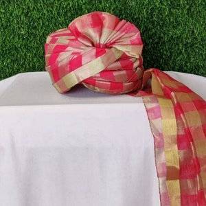 Premium Barrati Unisex Turban/Safa Wedding Pagdi  for Wedding Baraat Men, Wedding Wear Pagdi, Holi,Navratri Garba