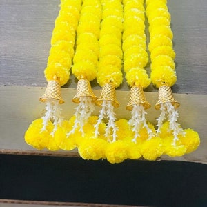 5ft Marigold Garland with Bells, Indian Wedding Decor