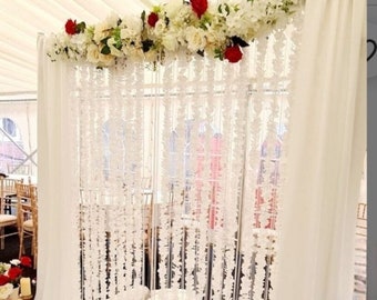 Nikah Pardah Partition  Set of Blossom Flower Garlands,  Fabric & Flower Runner  For Islamic Wedding Bride Groom Nikah ,