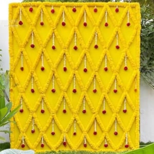 Marigold Flower Stage Decoration Backdrop for  Wedding decor ,mandap décor ,Puja Décor haldi decor South indian Decor
