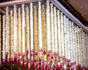 3ft Gajra Jasmine  Flower Garland with Louts Buds Hanging for Indian wedding decoration ,Temple Decoration,Stage Decoration Haldi Decor