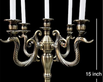 Candelabro de latón plateado para decoración de bodas (15 pulgadas)