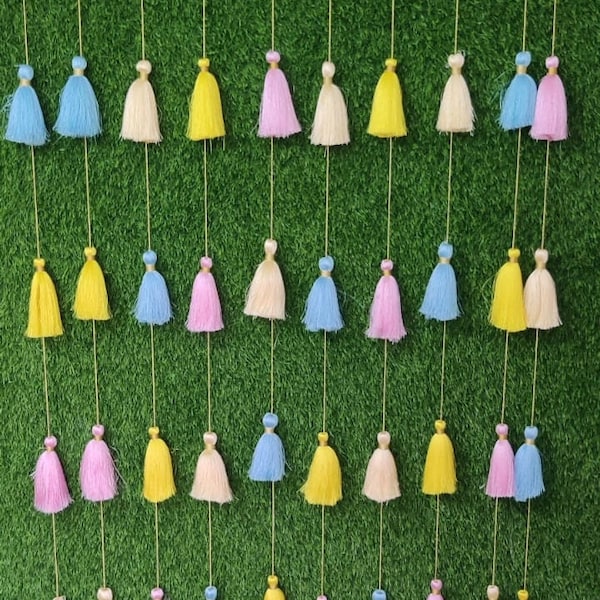 6 ft Tassel String hangings For Wedding Decor  Mehndi & Sangeet Decor Party Decor Tassel Wall Haldi Decor (Tassels in String )