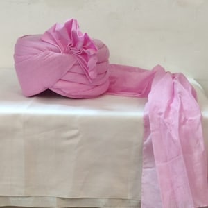 Mens Turban Baraati Safa Unisex Turban/Safa Wedding Pagdi  for Wedding Baraat, Rajasthani ,Wedding Wear Pagdi, Navratri Garba   (Pink)_