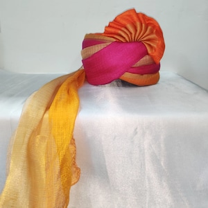 Mens Barrati Unisex Turban/Safa Wedding Pagdi  for Wedding Baraat Men, Wedding Wear Pagdi, Holi,Navratri Garba (Multicolor)