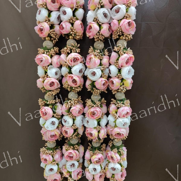 Guirlandes de fiançailles de fleurs de pivoine Varmala, Mala de mariage, Mala d'honneur, Jaimala, Mala de Sagan, Mala de jeunes mariés,