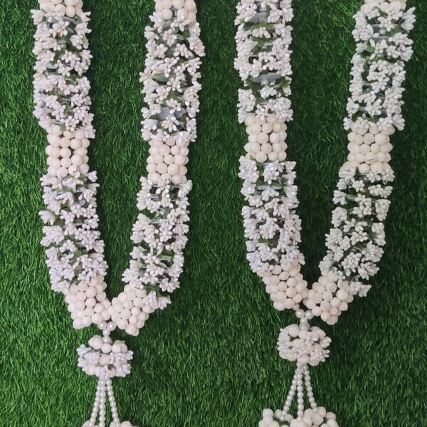 Paire de guirlandes de fiançailles Baby Breath Varmala, Mala de mariage, Mala d'honneur, Varmala, Jaimala, Sagan Mala, Mala de jeunes mariés, Mogra