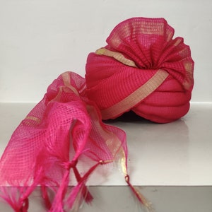 Baraati Turban Safa Unisex Turban/Safa Wedding Pagdi  for Wedding Baraat, Rajasthani ,Wedding Wear Pagdi, Navratri Garba  Baraat  (Magenta)