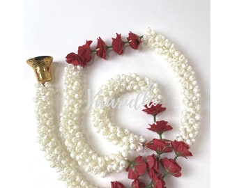 Jasmine Garlands 5ft long With  for  wedding/ceremonies Decoration,Temple Decoration, Stage  Backdrop Decoration