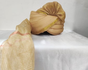 10 Pcs Unisex Baraati Turban/Safa Wedding Pagdi  for Wedding Baraat,  Festivals, Wedding Wear Men Pagdi, Holi,Navratri Garba (Gold)