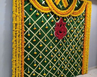 Marigold Flower Stage Decoration  Backdrop for   Wedding decor ,mandap décor ,Puja Décor haldi decor South indian Decor