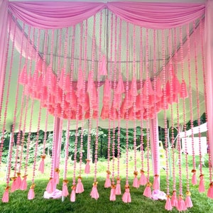 5ft  Pom Pom Tassel Garland event hangings - Indian Wedding islamic Mehndi mandap Decor