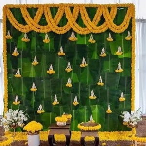 8 x 8  ft Haldi/Puja Set of Marigold Flower Garlands, for   Wedding decoration mandap décor Puja Décor haldi decor