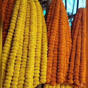 8 ft Marigold Flower Garland  for Indian wedding decoration ,Temple Decoration,Stage ,Diwali Haldi Decor ,Door Decor Toran,Haldi decor