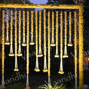Haldi Set Of Marigold Garlands For Wedding Decoration Haldi decor mehndi decor Haldi Backdrop