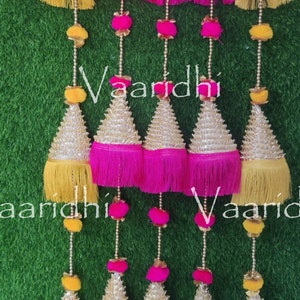 4 Ft Gota  Kone Designer Hangings With Tassels For Wedding Decoration Diwali Decoration Haldi Decor Mehndi Decor,Teple Decore Puja