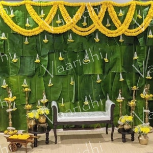 6 x 8  ft Haldi/Puja Set of Marigold Flower Garlands, for   Wedding decoration mandap décor Puja Décor haldi decor