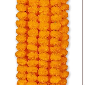 4to 20ft Marigold Garland  for Dia de Los ,Temple Decoration,Stage ,Diwali Haldi Decor , Toran Halloween Garlands wedding indian decor   (Pack of 10)