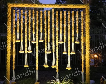 Haldi Set of Marigold Rajigandha/Lilly Tassel Hangings  For Haldi Decor Wedding Decor Stage Decor Shaadi Decor Indian Muslim Wedding