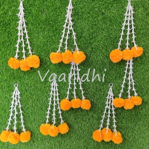 Rajnigandha Lilly Tassel  Hangings for wedding decoration Temple Decoration, Stage Decoration, Haldi/Mehndi  I Tassels With Marigold