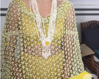 Dupatta nupcial Haldi con velo de entrada de flores artificiales, atuendo de boda, bufanda de flores