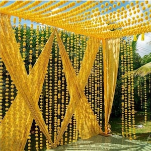 8 ft Marigold Flower string  Garland  for Indian wedding Mandap  decoration ,Temple Decoration, Stage ,Diwali Haldi Decor ,