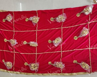 Magenta Velvet Phoolon ki Chaddar, Kaleera Punjabi Wedding Entry (4x5ft)
