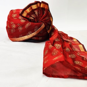 Mens Unisex Turban/Safa Wedding Pagdi  for Wedding Baraat, Rajasthani  Wedding Wear Pagdi, Navratri Garba  Baraat  ( Mahroon)
