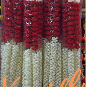 Ghirlande decorative da 6 piedi lunghe Mogra / gelsomino con fiore rosa per decorazione di nozze, palcoscenico / fondale. Matrimonio islamico