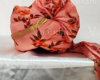 Unisex Baraati Turban/Safa Wedding Pagdi  for Wedding Baraat, ceremonies, Festivals, Wedding Wear Men Pagdi, Holi,Navratri Garba (Peach)