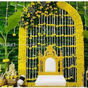 8 ft Lilly Rajanigandha With Marigold  Flower Hangings For Indian Wedding Decor Mehndi Decor shaadi decor Wall Decor Puja Decor Haldi Set,