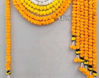 Marigold Flower Garland Toran – Diwali Temple Festive Door Decor