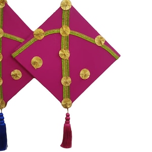 Kite Hangings With Tassel For Wedding Decoration Mehndi Sangeet Home Shaadi Haldi Decor Rajasthani Kites decor Handicrafts image 4