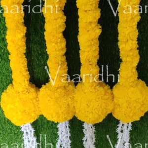 6 ftMarigold Flower Decoration Garland with Lilliy and Ball Hangings for Indian wedding decoration ,Temple Decoration,Stage ,Diwali Haldi