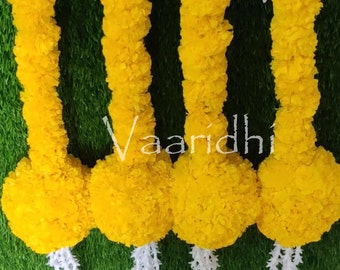6 ftMarigold Flower Decoration Garland with Lilliy and Ball Hangings for Indian wedding decoration ,Temple Decoration,Stage ,Diwali Haldi