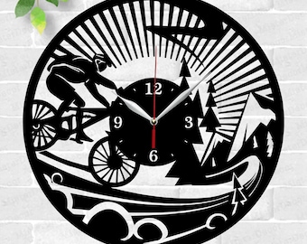 Bicycle Clock laser cut files SVG file vector file ai cdr, dxf instant download digital design cut file template Cyclist Clock Bike Clock