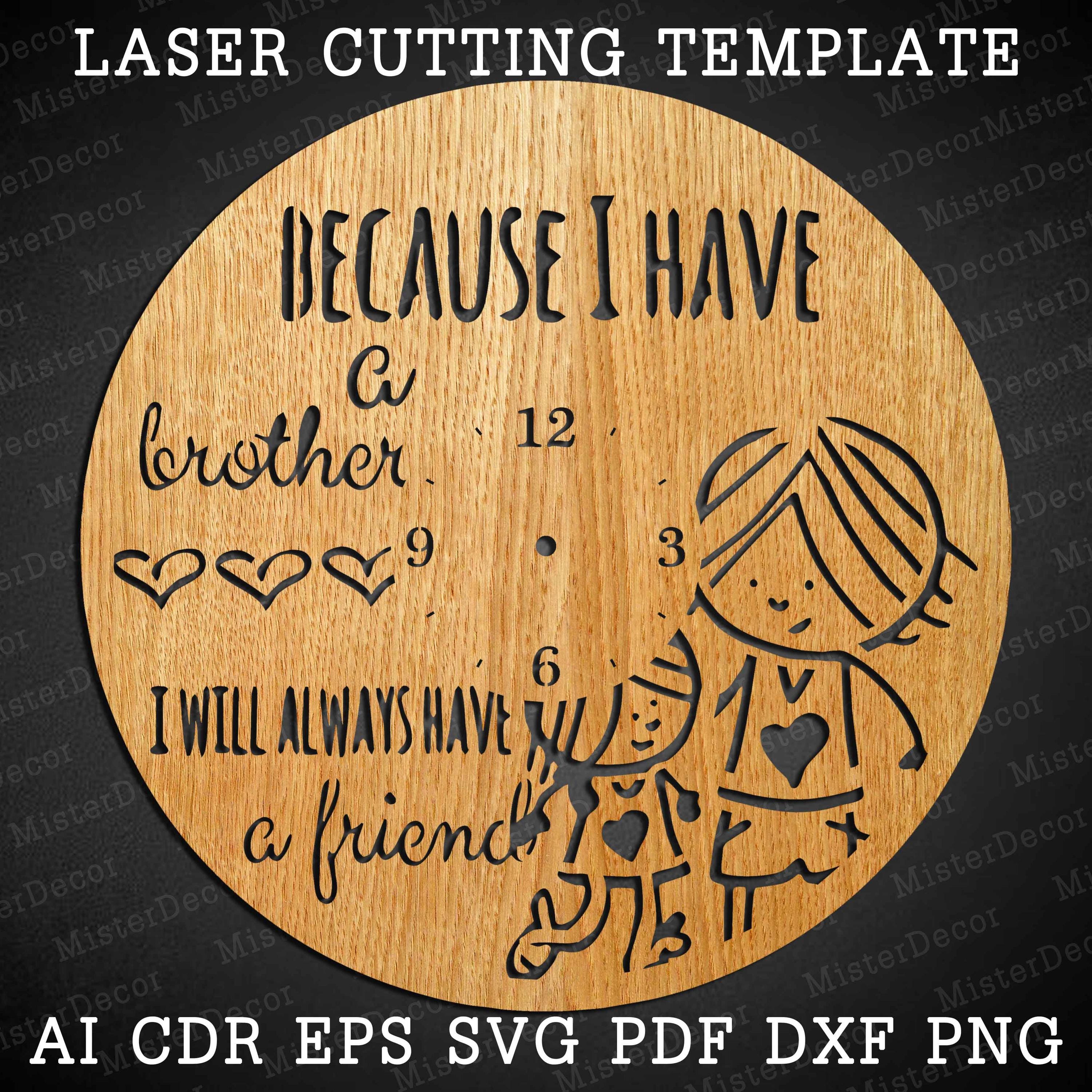The Best Brother Clock Laser Cut Files SVG File Vector File Ai Cdr, Dxf ...