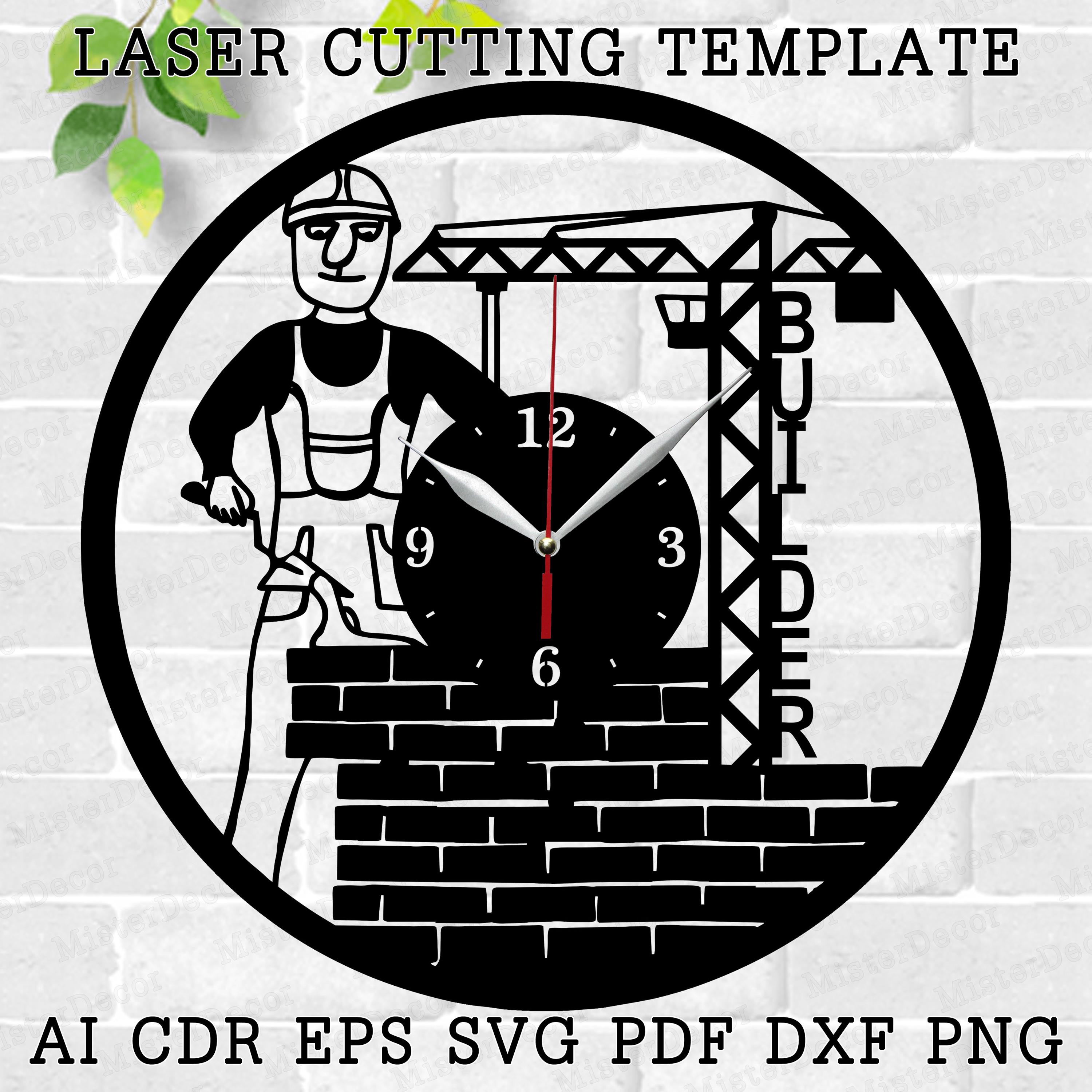 Clock Worker Design Builder Clock Laser Cut Files SVG File Vector File Ai Cdr Dxf Instant ...