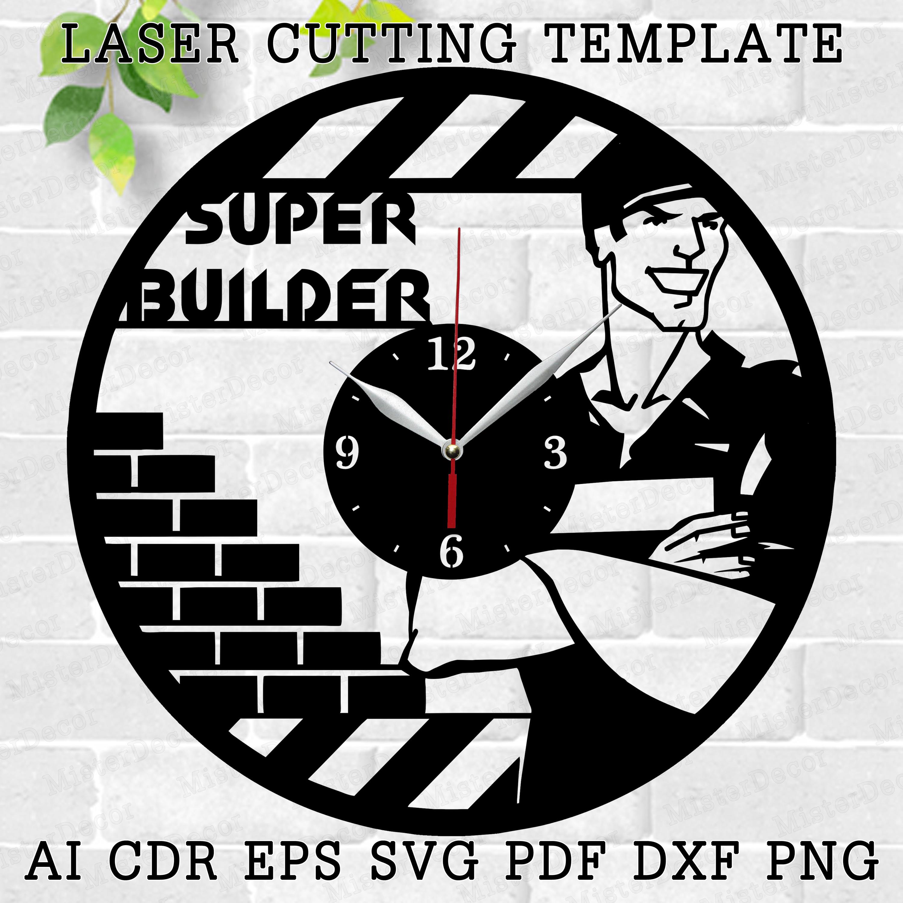 Clock Worker Design Builder Clock Laser Cut Files SVG File Vector File Ai Cdr Dxf Instant ...