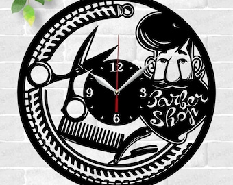Archivos de corte láser de reloj de peluquería, archivo SVG, archivo vectorial ai, cdr, dxf, descarga instantánea, plantilla de archivo de corte de diseño digital Reloj de peluquería
