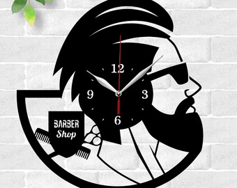 Archivos de corte láser de reloj de peluquería, archivo SVG, archivo vectorial ai cdr dxf, descarga instantánea, archivo de corte de diseño digital, vector Reloj de salón de peluquería