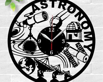 Astronomy Science Clock laser cut files, SVG file. vector file ai, cdr, dxf instant download digital design, cut file template Telescope