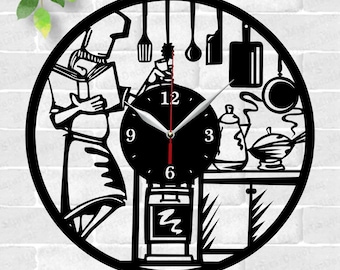 Küchenuhr Lasercut-Dateien, SVG-Datei. Vektor Datei ai cdr dxf sofortiger Download digitales Design Schnittdatei Vektor Dekor Küchenuhr SVG