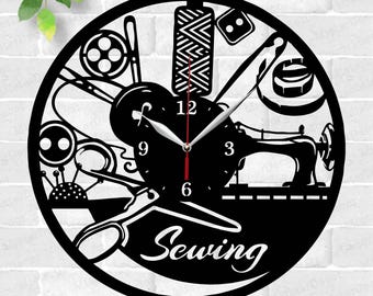 Tailor Clock laser cut files SVG vector file ai, cdr, dxf, eps, pdf, png download digital design cut file template Decor Job Sewing Clock