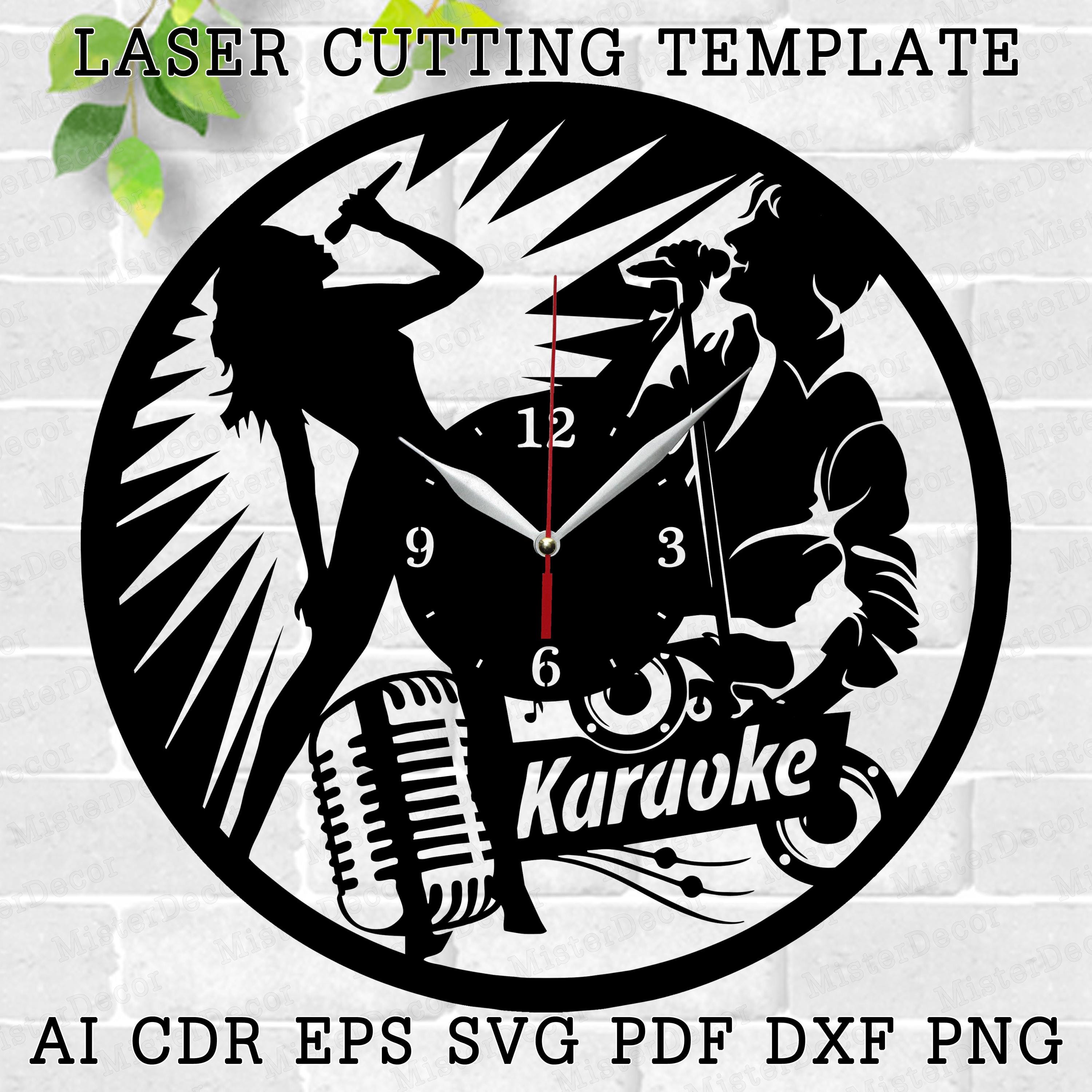 Karaoke Bar Clock Laser Cut Files SVG File Vector File Ai Cdr, Dxf ...